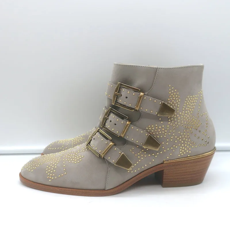 Bottes chelsea Chloe Susanna à clous gris cendre en daim taille 36 avec boucle NEUVES