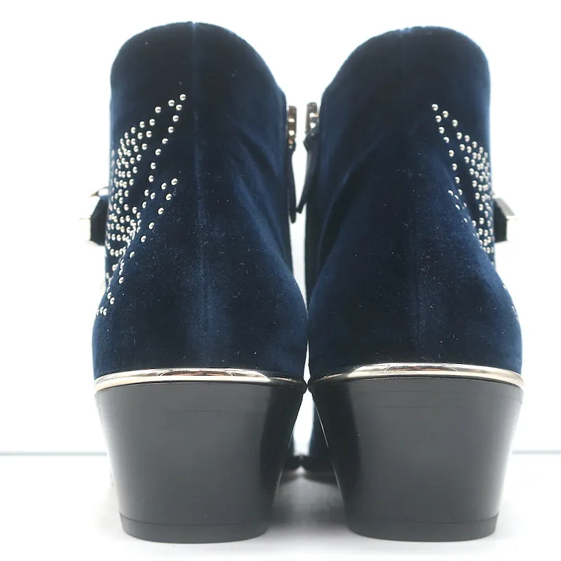 Bottes chelsea Chloe Susanna en velours clouté marine taille 35.5 avec boucle NEUVES