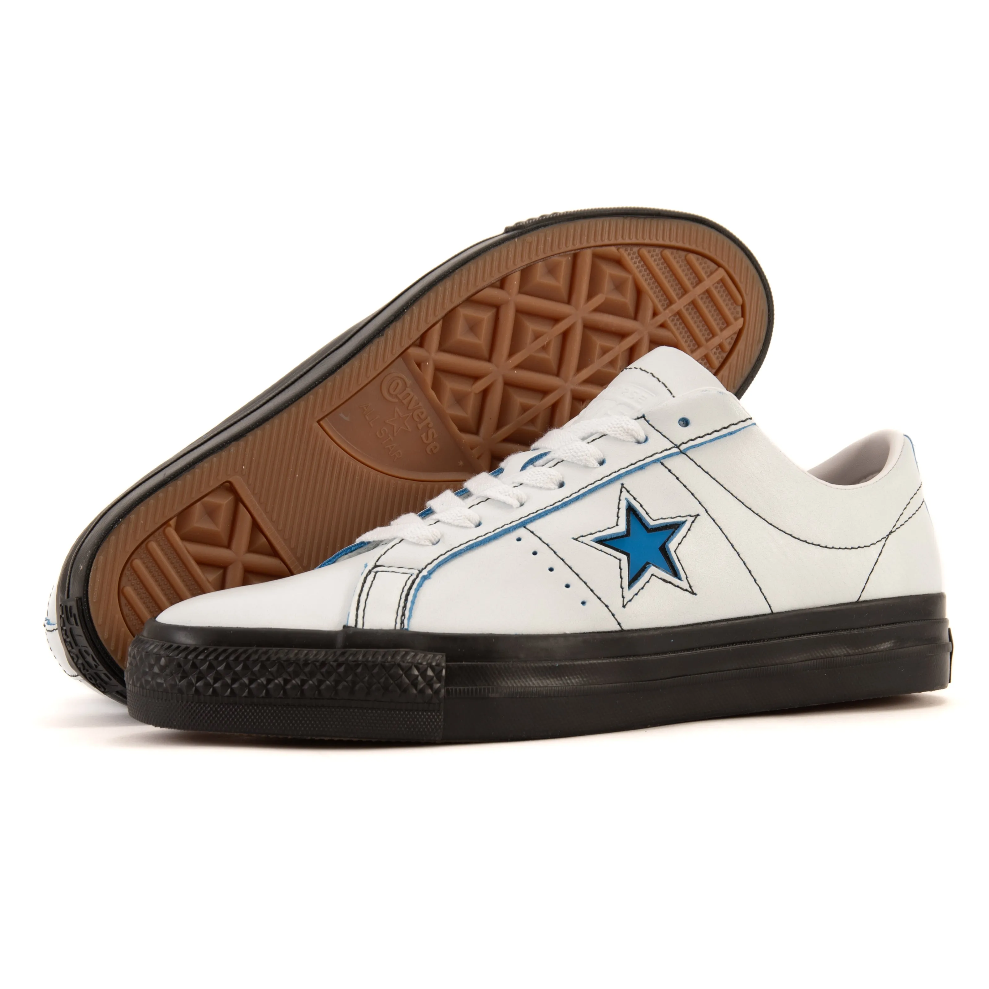 Cons - One Star Pro OX (Blanc/Noir/Bleu cinétique) *SOLDES Chaussures Converse