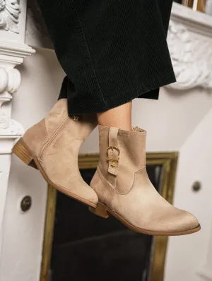 Bottes vegan en daim Dijeaux - Cheville | Sable
