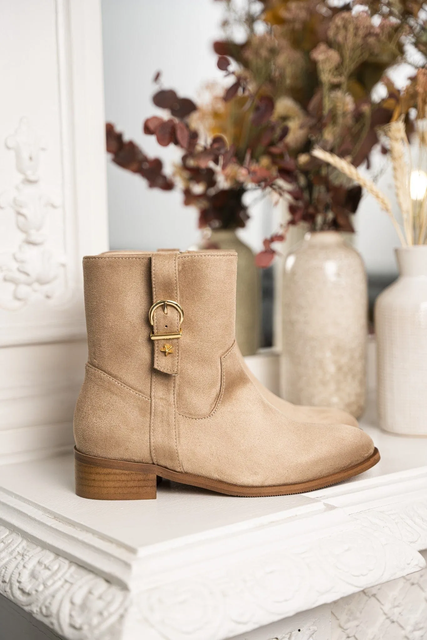 Bottes vegan en daim Dijeaux - Cheville | Sable