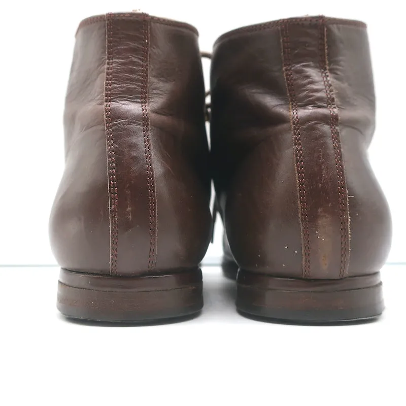 Bottines à lacets Dries Van Noten en cuir marron taille 37 bottes plates à la cheville