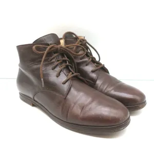 Bottines à lacets Dries Van Noten en cuir marron taille 37 bottes plates à la cheville
