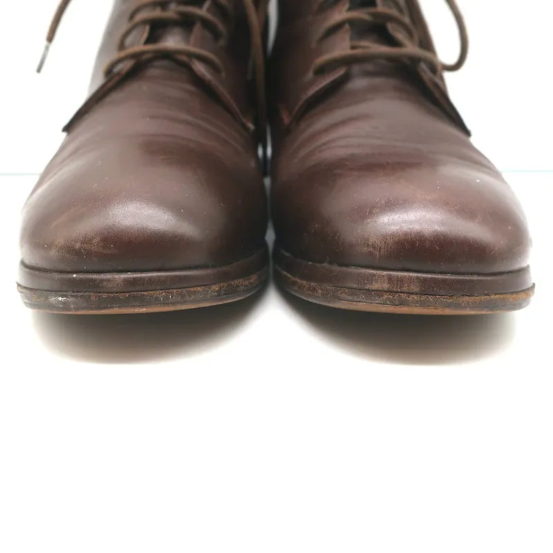 Bottines à lacets Dries Van Noten en cuir marron taille 37 bottes plates à la cheville