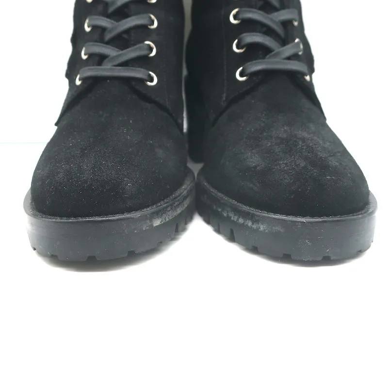 Bottes de combat Gianvito Rossi Croft à zip latéral en daim noir taille 39 avec lacets