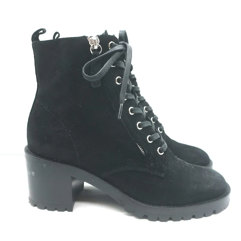 Bottes de combat Gianvito Rossi Croft à zip latéral en daim noir taille 39 avec lacets