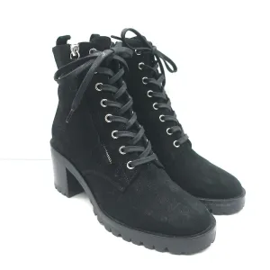 Bottes de combat Gianvito Rossi Croft à zip latéral en daim noir taille 39 avec lacets