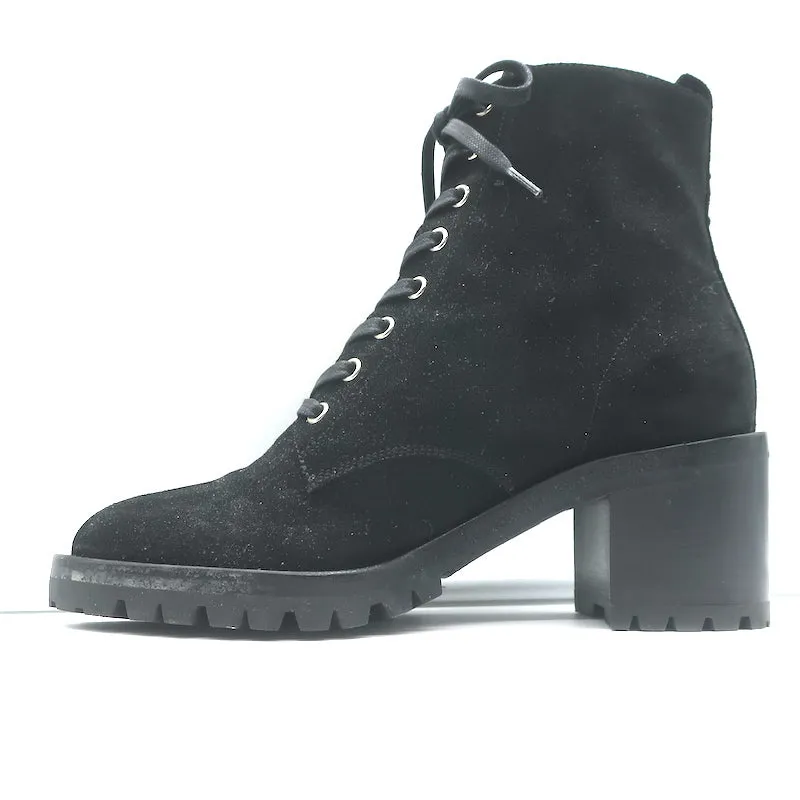 Bottes de combat Gianvito Rossi Croft à zip latéral en daim noir taille 39 avec lacets