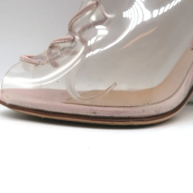 Bottines Gianvito Rossi Helmut Plexi à Lacets en PVC et Cuir Rose Taille 39