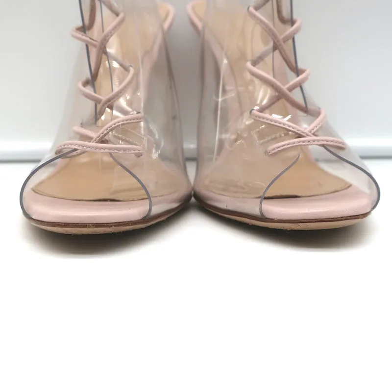 Bottines Gianvito Rossi Helmut Plexi à Lacets en PVC et Cuir Rose Taille 39