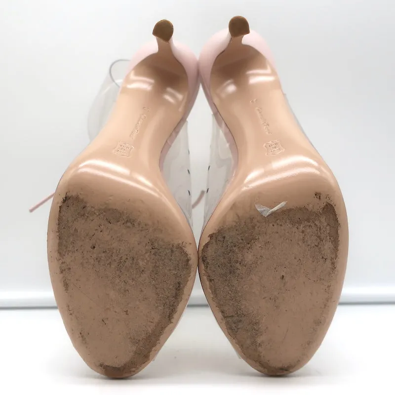 Bottines Gianvito Rossi Helmut Plexi à Lacets en PVC et Cuir Rose Taille 39