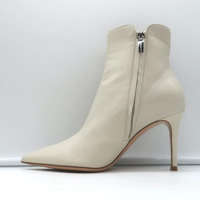 Bottes chelsea Gianvito Rossi Levy 85 en cuir crème taille 36.5 à bout pointu