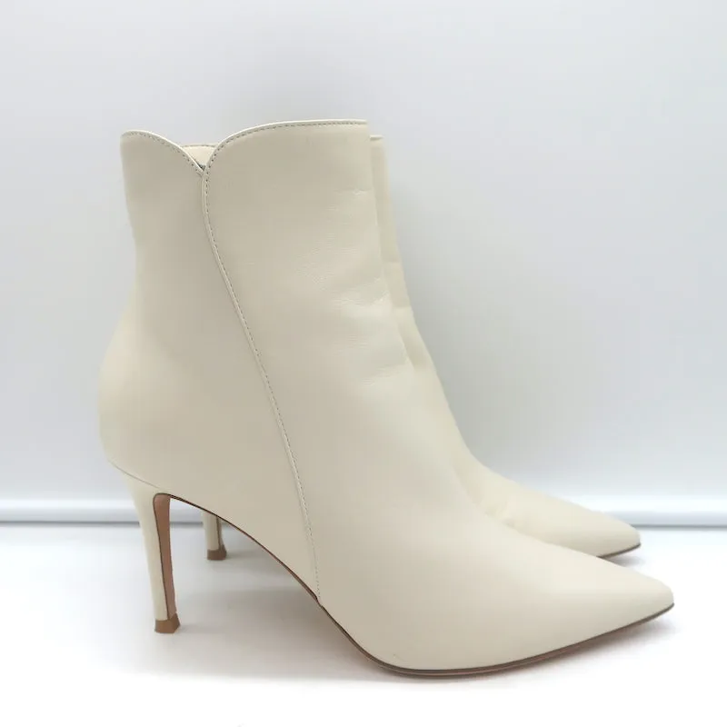 Bottes chelsea Gianvito Rossi Levy 85 en cuir crème taille 36.5 à bout pointu