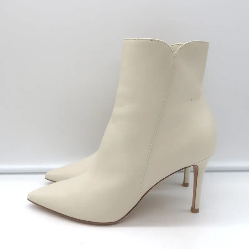 Bottes chelsea Gianvito Rossi Levy 85 en cuir crème taille 36.5 à bout pointu