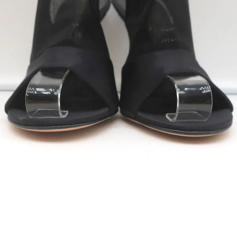 Bottines Gianvito Rossi à bouts ouverts et brides satin noir & organza taille 40 NEUVE