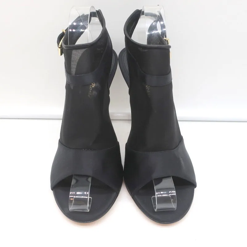 Bottines Gianvito Rossi à bouts ouverts et brides satin noir & organza taille 40 NEUVE