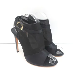 Bottines Gianvito Rossi à bouts ouverts et brides satin noir & organza taille 40 NEUVE
