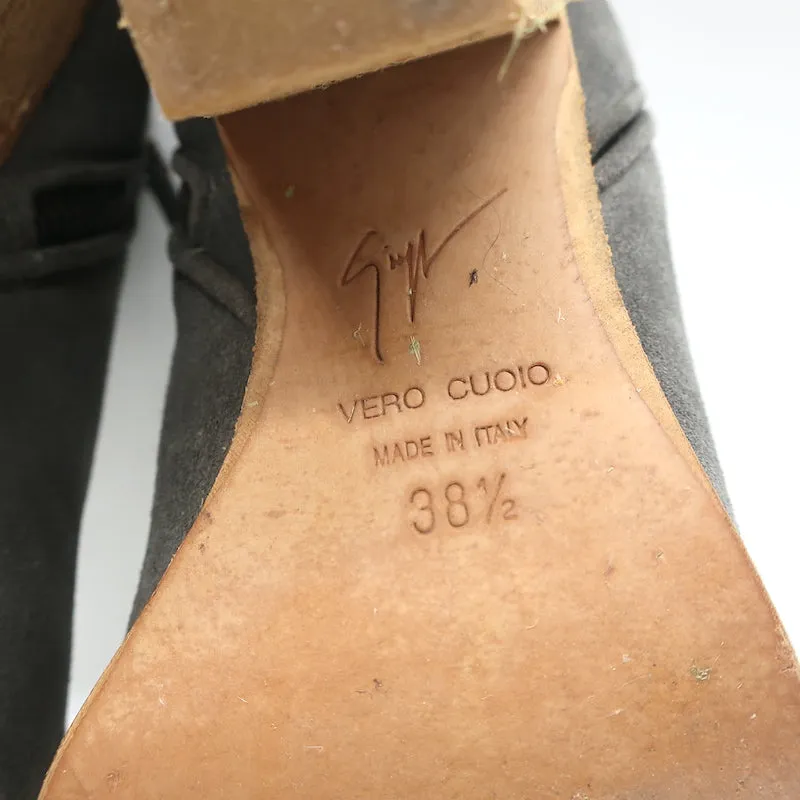 Bottes chevilles Giuseppe Zanotti Nicky en daim gris taille 38.5 à bout pointu