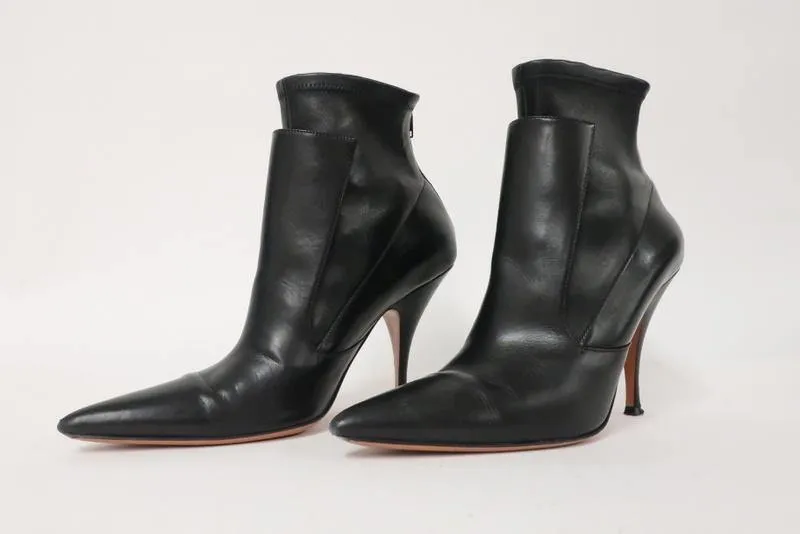 Bottes cheville Givenchy Infinity en cuir noir à motifs superposés pointure 37 à bout pointu