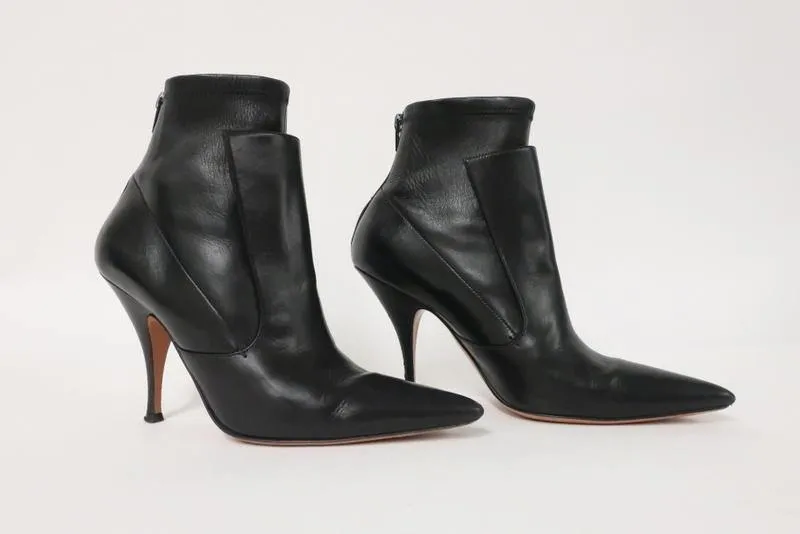 Bottes cheville Givenchy Infinity en cuir noir à motifs superposés pointure 37 à bout pointu