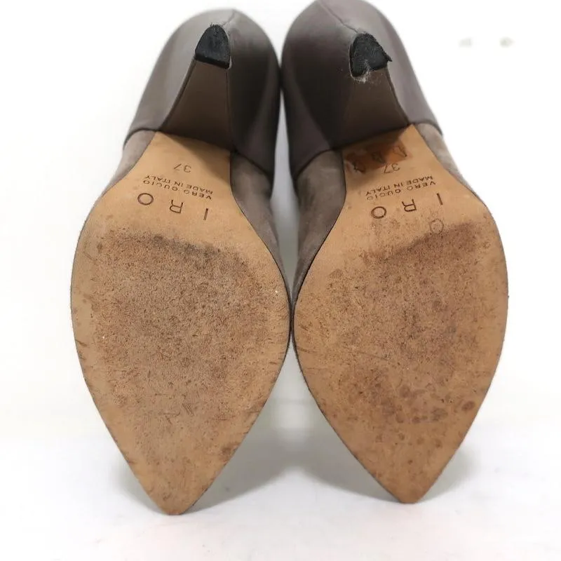 Bottes chevilles IRO Keira en cuir et daim taupe pointure 37 à bout pointu