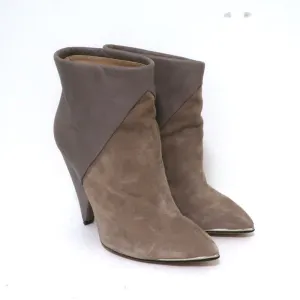 Bottes chevilles IRO Keira en cuir et daim taupe pointure 37 à bout pointu