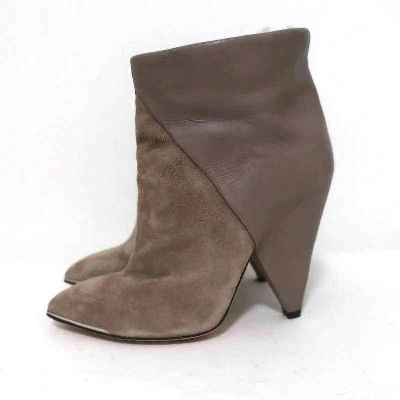 Bottes chevilles IRO Keira en cuir et daim taupe pointure 37 à bout pointu