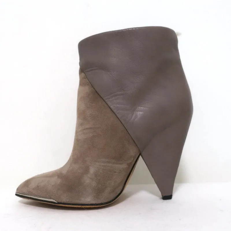 Bottes chevilles IRO Keira en cuir et daim taupe pointure 37 à bout pointu