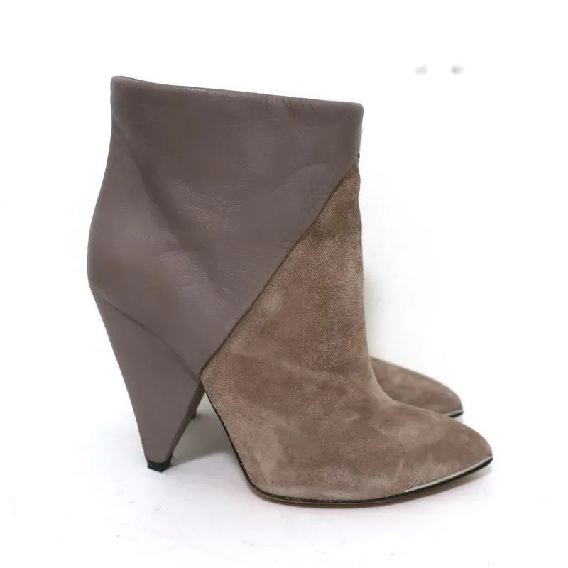 Bottes chevilles IRO Keira en cuir et daim taupe pointure 37 à bout pointu