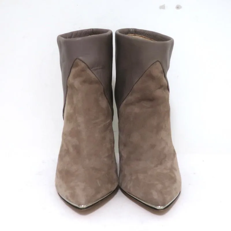 Bottes chevilles IRO Keira en cuir et daim taupe pointure 37 à bout pointu