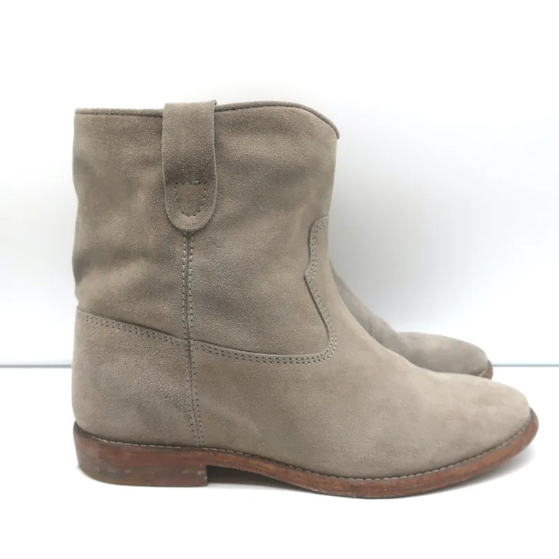 Bottes Isabel Marant Crisi en daim gris taupe taille 38 à talon caché