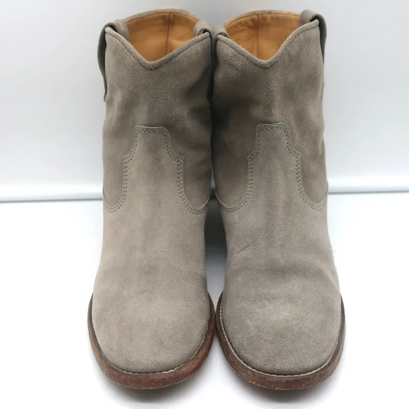 Bottes Isabel Marant Crisi en daim gris taupe taille 38 à talon caché