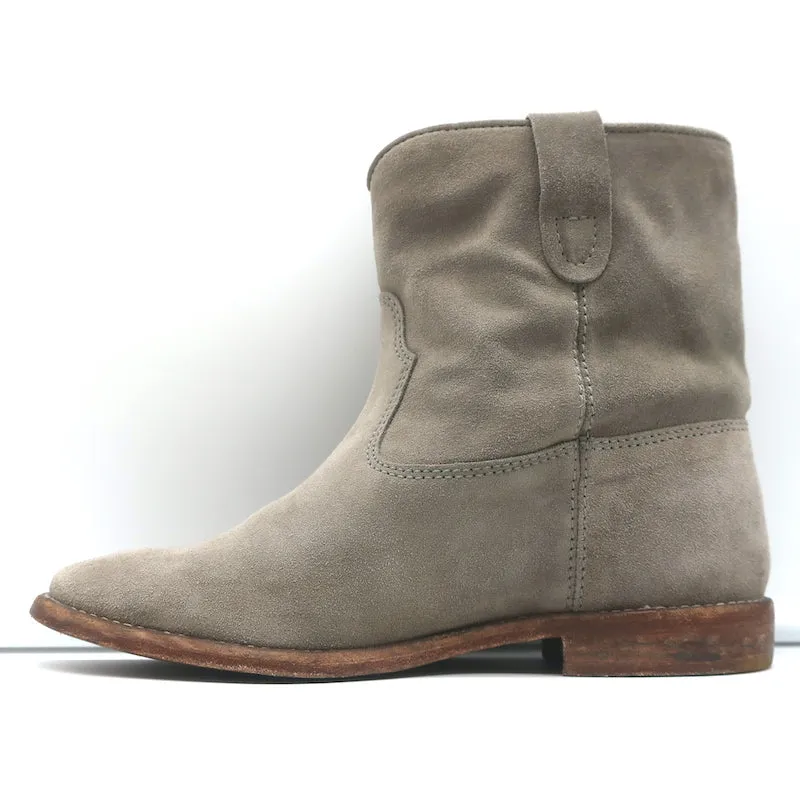 Bottes Isabel Marant Crisi en daim gris taupe taille 38 à talon caché