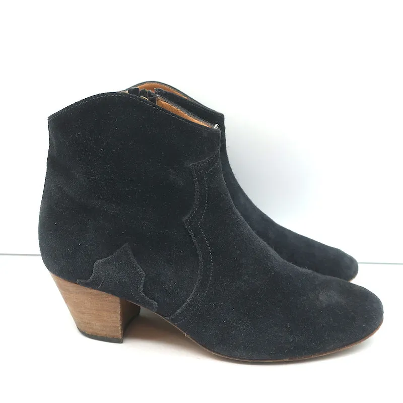 Bottes chelsea Isabel Marant Dicker en daim noir taille 38, style western