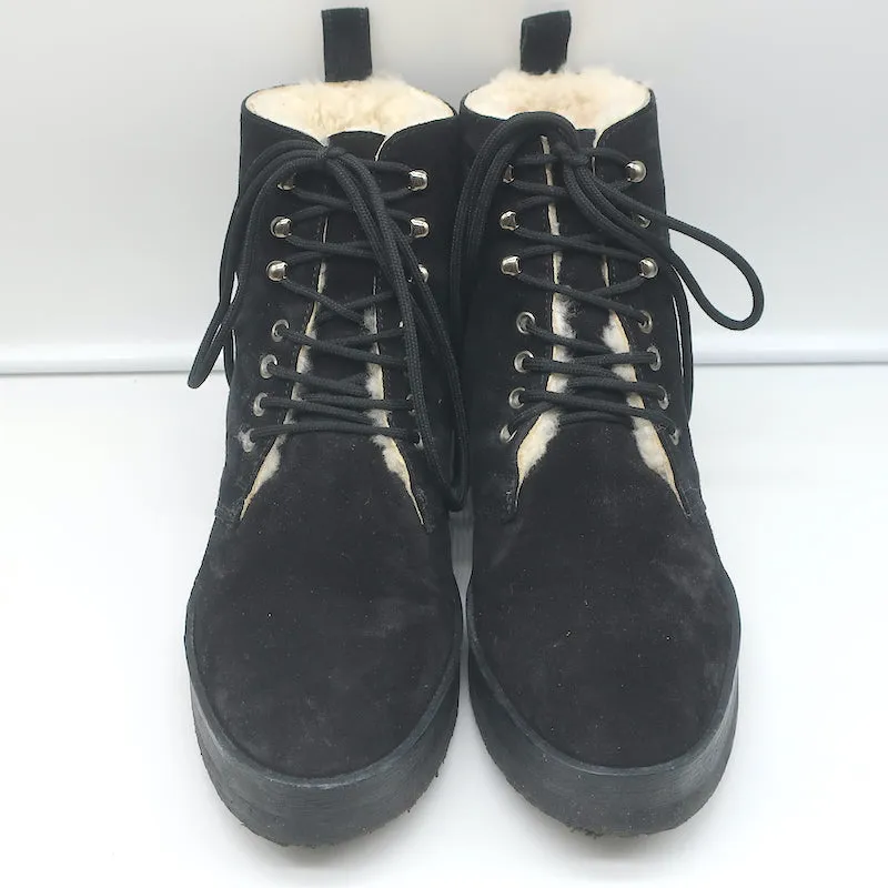 Bottines Jenni Kayne Canyon en Suède Noir avec Doublure en Mouton Taille 41 à Lacets