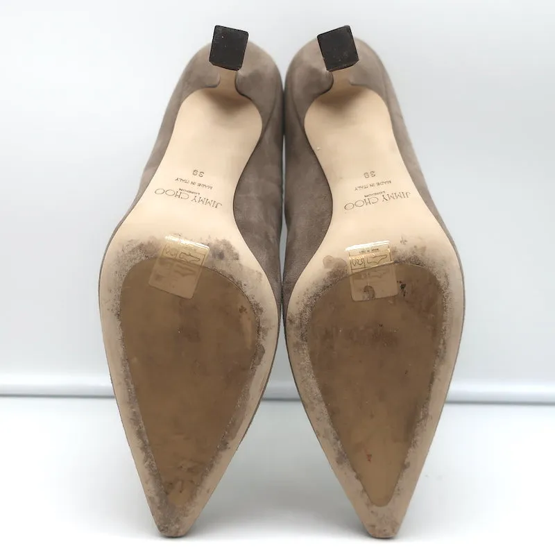 Bottines Jimmy Choo Maiara en daim taupe pointure 39 à bout pointu