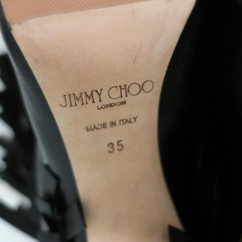 Bottines Jimmy Choo à franges Mala en cuir noir Taille 35 Bottes à cheville à talon haut