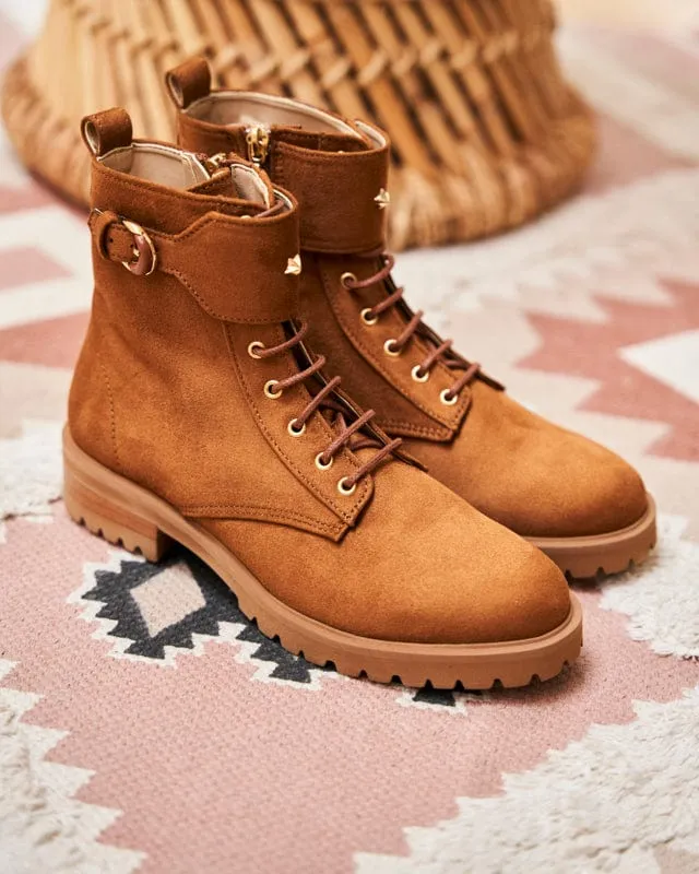 Bottes à lacets Jupiter Vegan en grain recyclé | Noisette