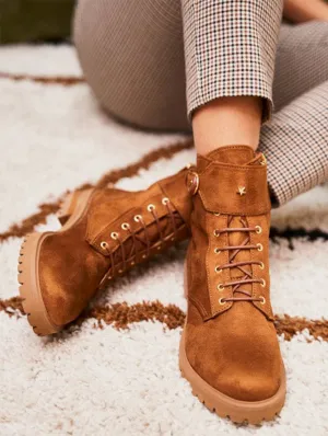 Bottes à lacets Jupiter Vegan en grain recyclé | Noisette