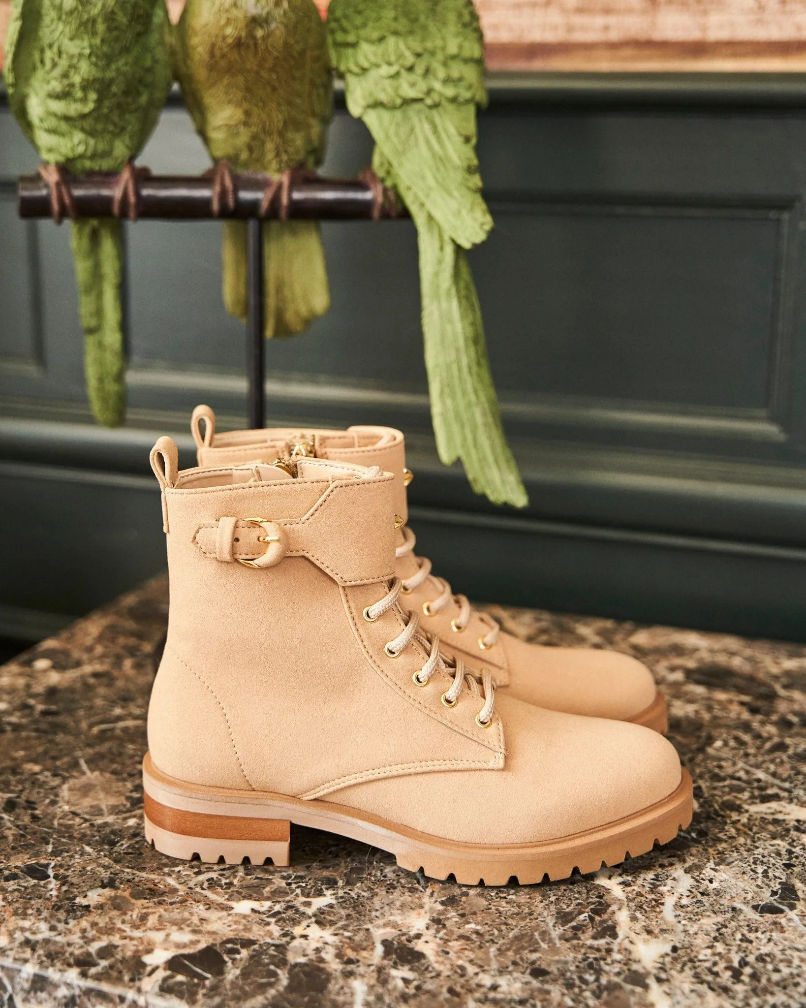 Bottes lacets Jupiter Vegan en grain recyclé | Café latte