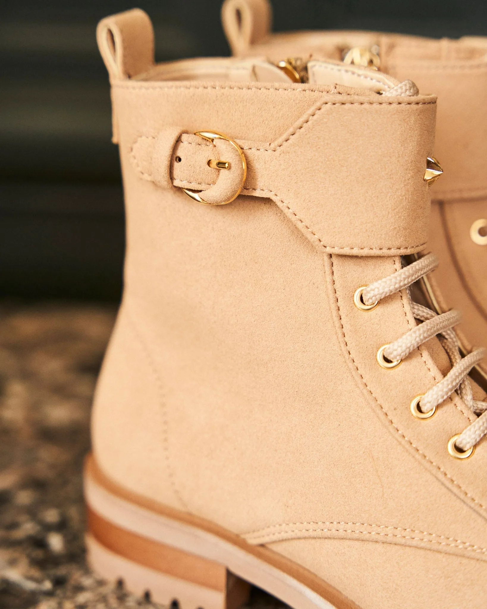 Bottes lacets Jupiter Vegan en grain recyclé | Café latte