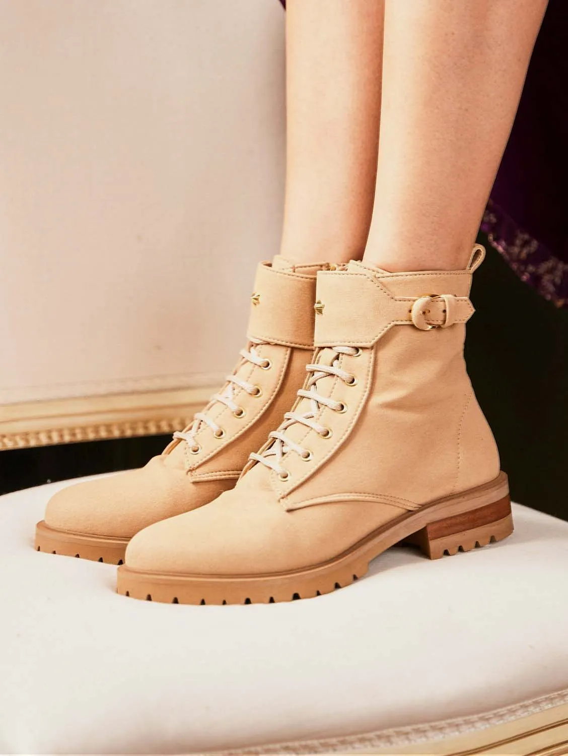 Bottes lacets Jupiter Vegan en grain recyclé | Café latte