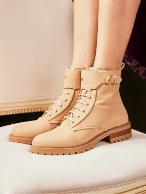 Bottes lacets Jupiter Vegan en grain recyclé | Café latte