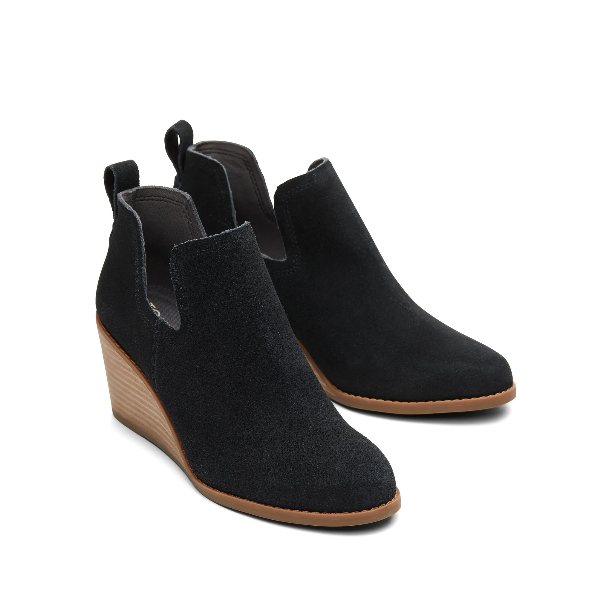 Botte à talon compensé en daim noir Kallie