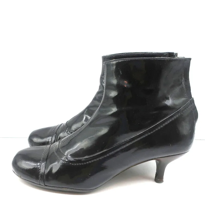 Bottes cheville Lanvin en cuir verni noir taille 41 à petit talon