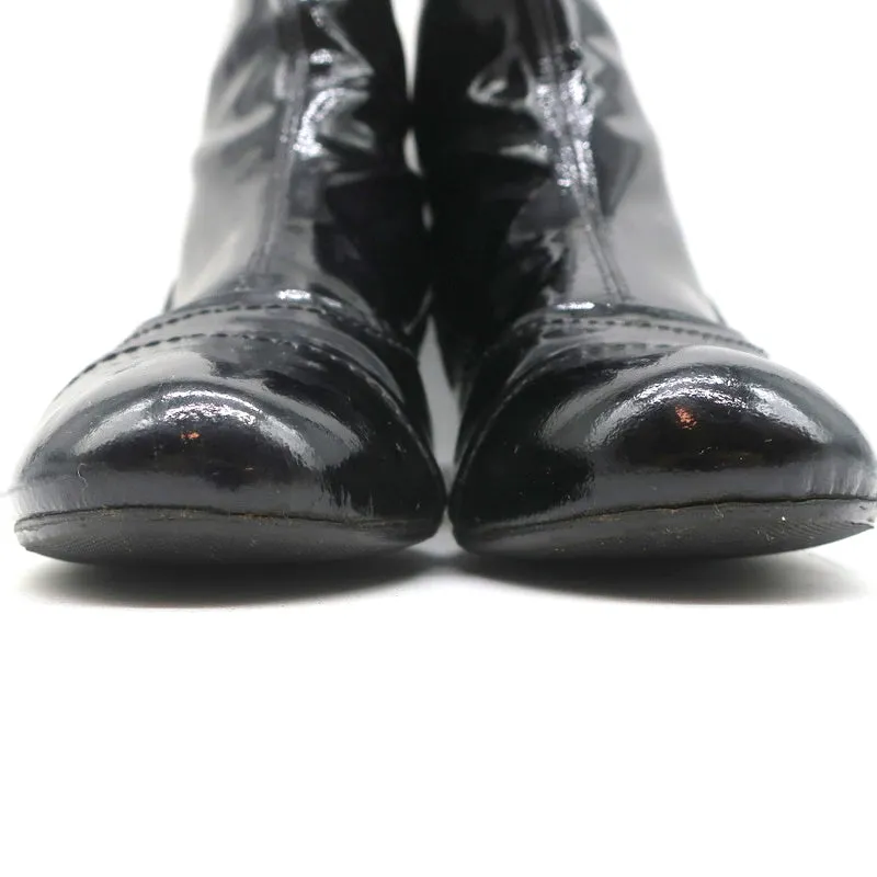 Bottes cheville Lanvin en cuir verni noir taille 41 à petit talon