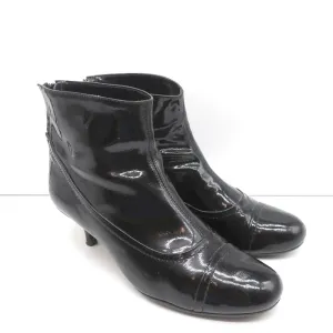 Bottes cheville Lanvin en cuir verni noir taille 41 à petit talon