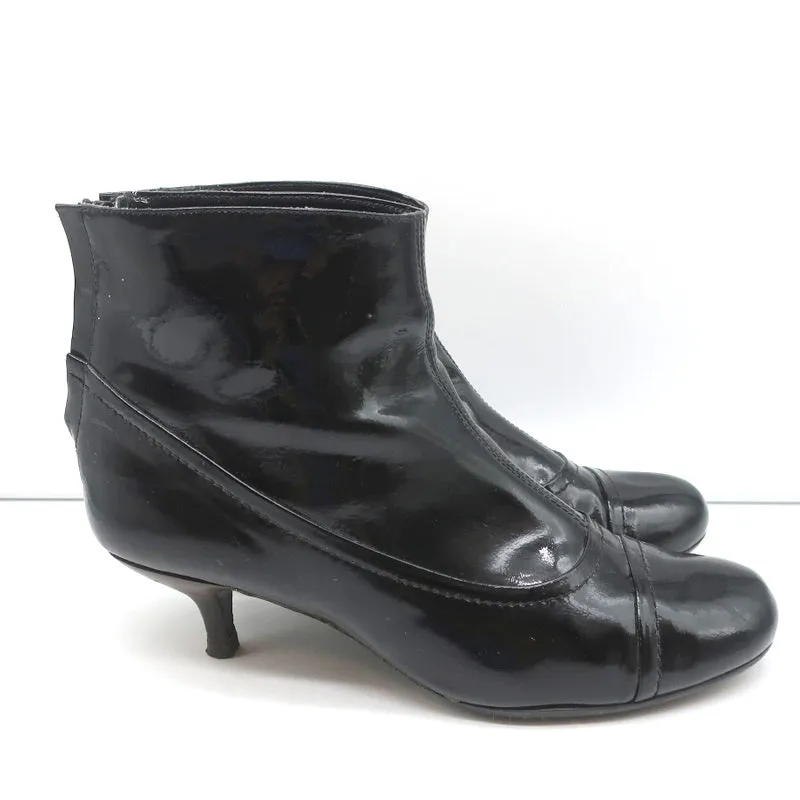 Bottes cheville Lanvin en cuir verni noir taille 41 à petit talon