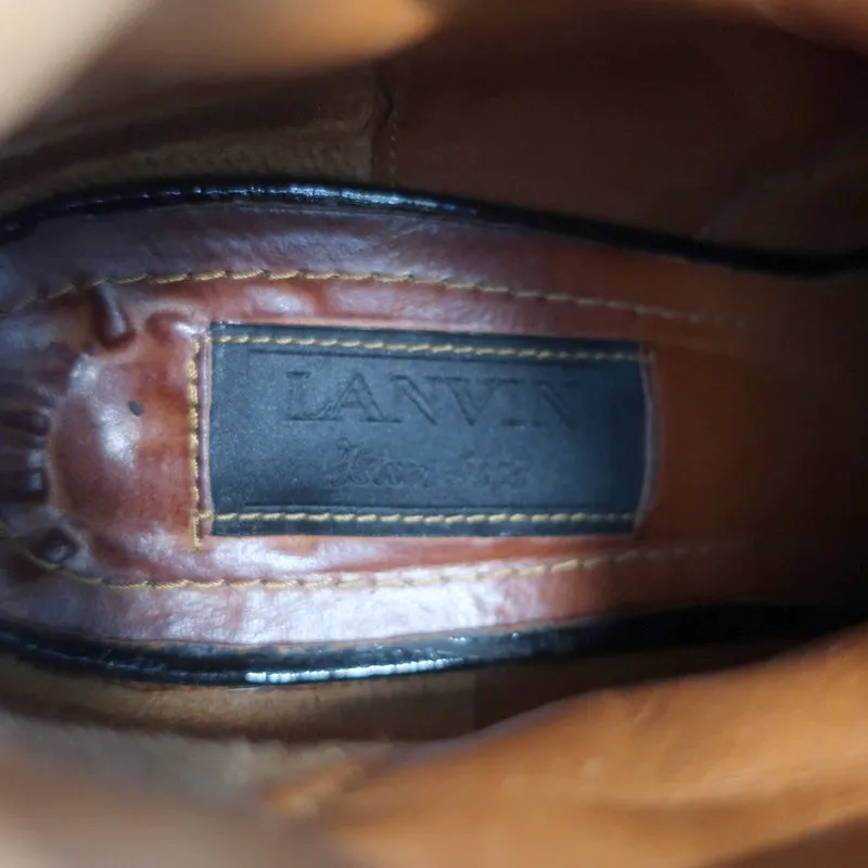 Bottes cheville Lanvin en cuir verni noir taille 41 à petit talon
