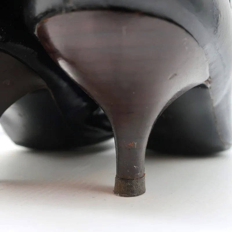 Bottes cheville Lanvin en cuir verni noir taille 41 à petit talon